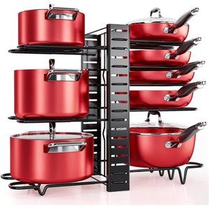 Pots and Pans Organizer for Cabinet 8-Tier Pan Organizer Rack for Cabinet